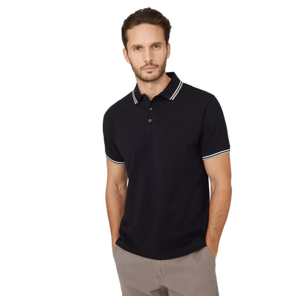 Maine Mens Pique Tipped Polo Shirt Black L