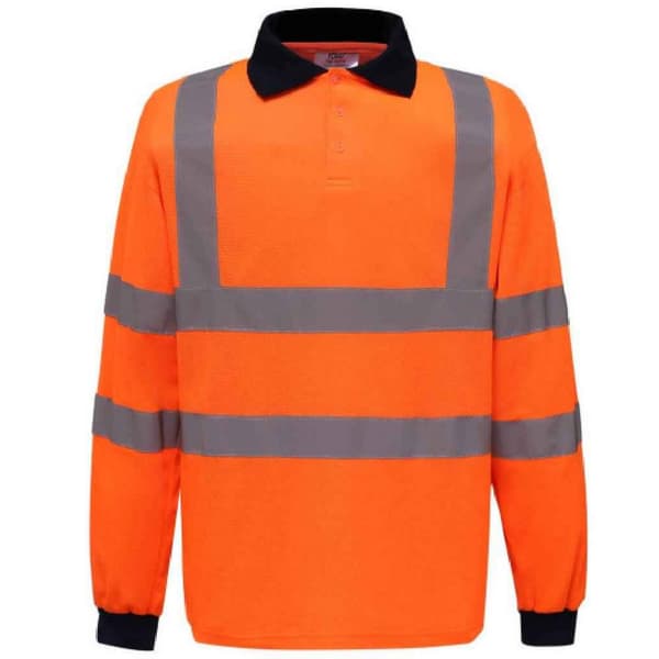 Yoko Unisex långärmad polotröja i Hi-Vis-modell för vuxna