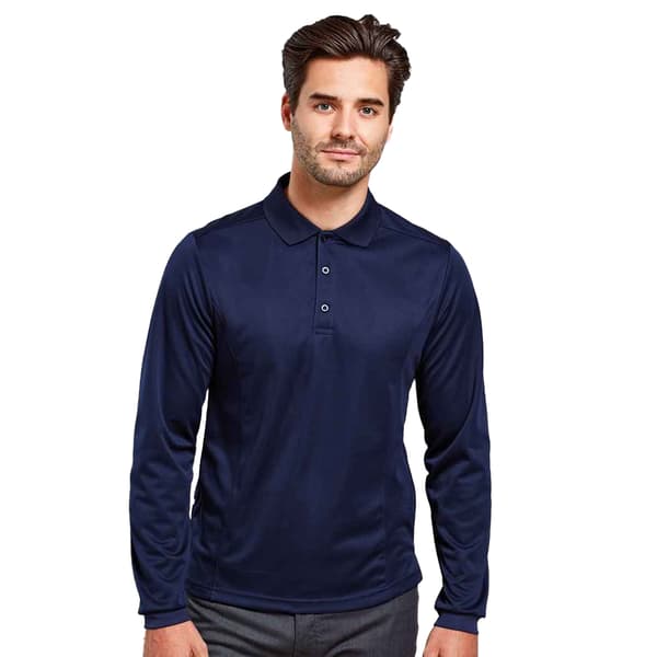 Premier Mens Coolchecker Pique Long-Sleeved Polo Shirt