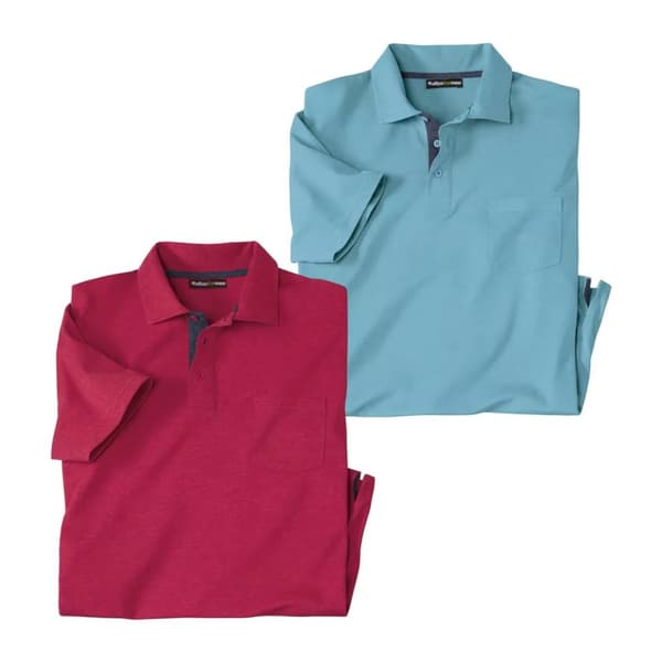 Atlas For Men Casual polotröja för män (2 st.) Fuchsia/Turquoise XXL