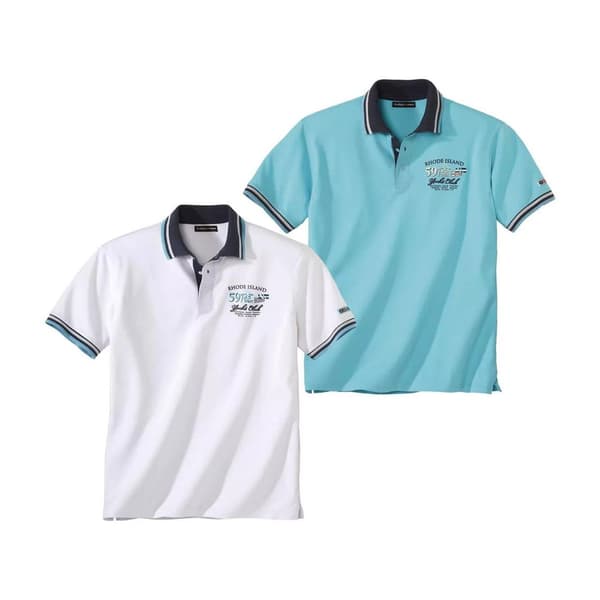 Atlas For Men Mens Polo Shirt (Pack of 2) White/Turquoise L