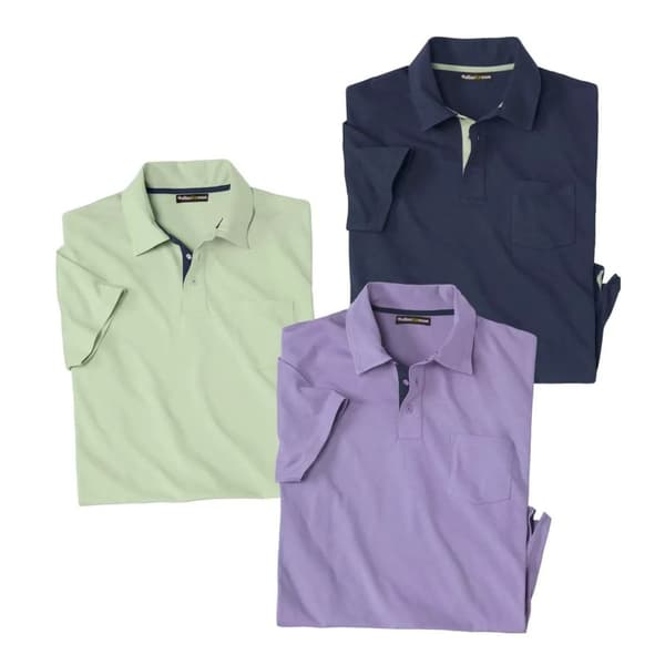 Atlas For Men Polotröja för män (paket med 3) Green/Lilac/Navy M
