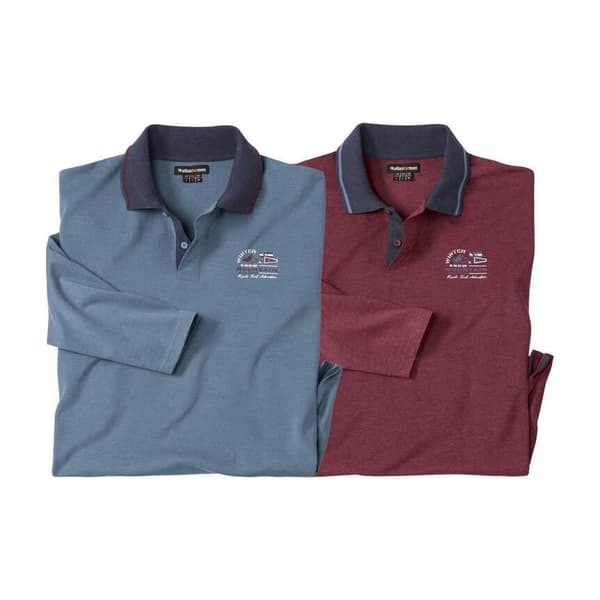 Atlas For Men Mens Snow Mountain Long-Sleeved Polo Shirt (Pack of 2)