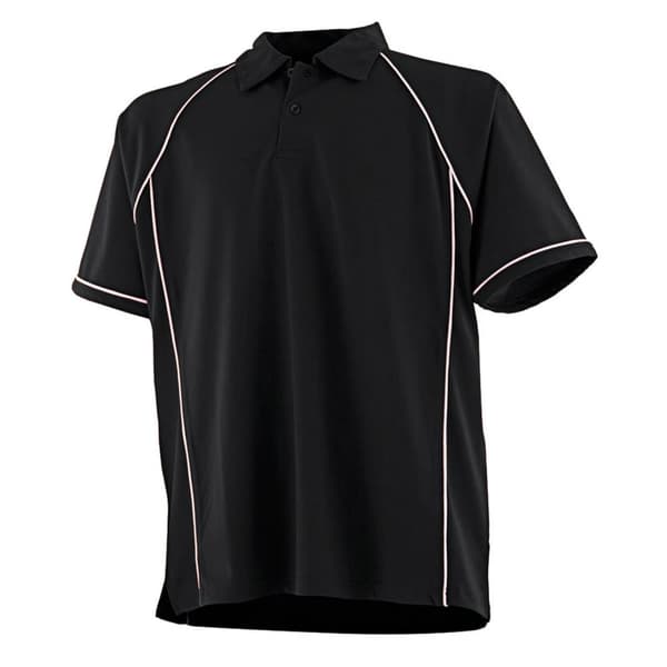 Finden & Hales Mens Piped Performance Polo Shirt Black/White XL