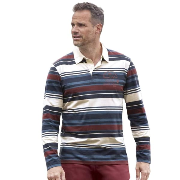 Atlas For Men Mens Contrast Long-Sleeved Polo Shirt