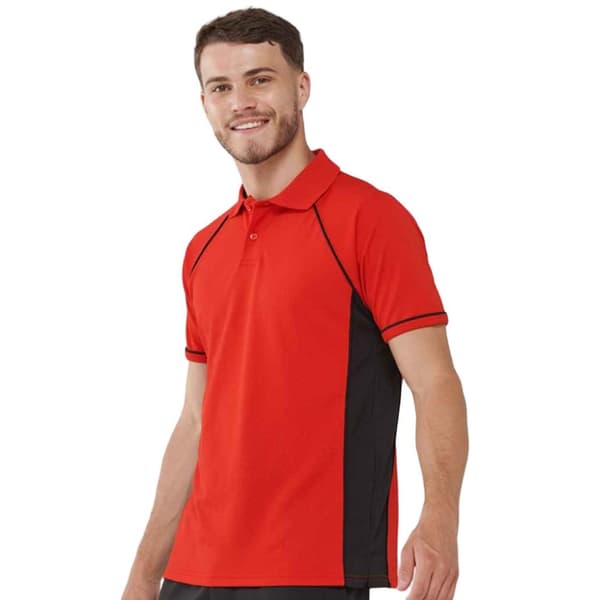 Finden & Hales Mens Performance Contrast Panel Polo Shirt