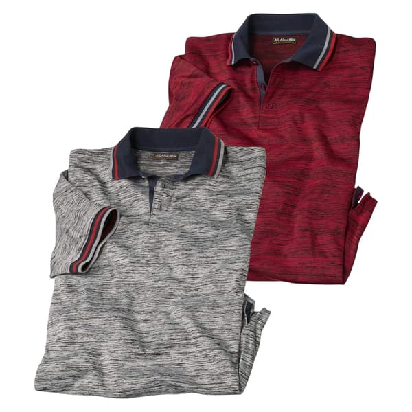 Atlas For Men Mens Jersey Polo Shirt (Pack of 2) Light Grey/Red 3XL