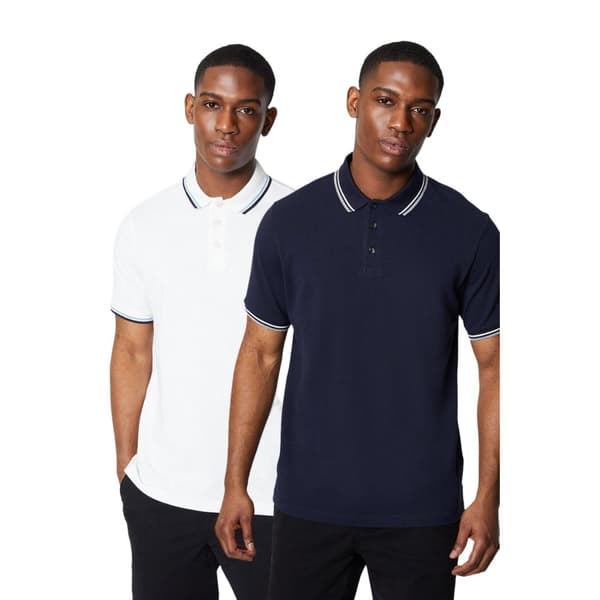 Maine Mens Tipped Cotton Polo Shirt (Pack of 2)