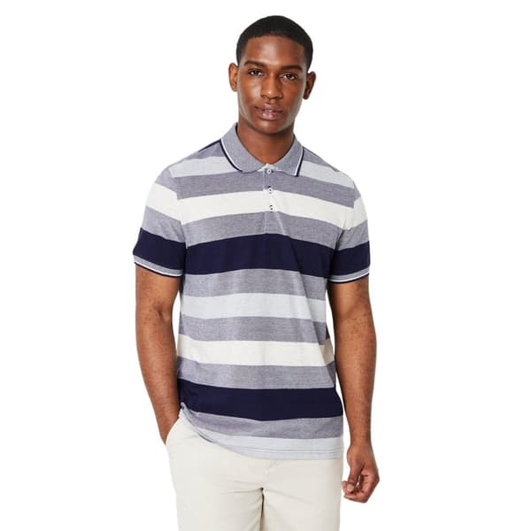 Maine Mens Barbados Stripe Polo Shirt Ecru S