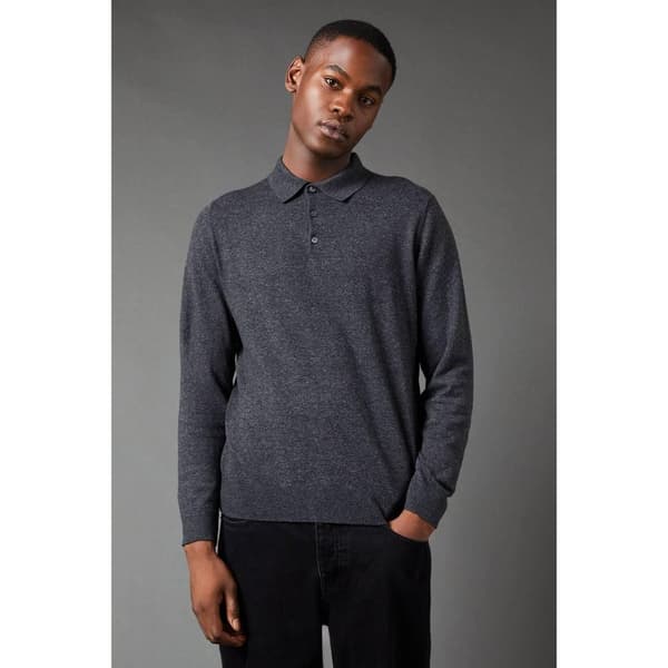 Burton Mens Knitted Cotton Long-Sleeved Polo Shirt