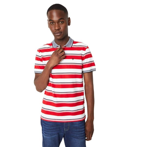 Maine Mens Contrast Striped Polo Shirt Red M