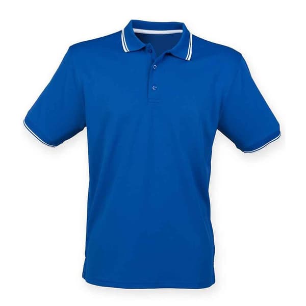Henbury Mens CoolPlus Tipped Polo Shirt