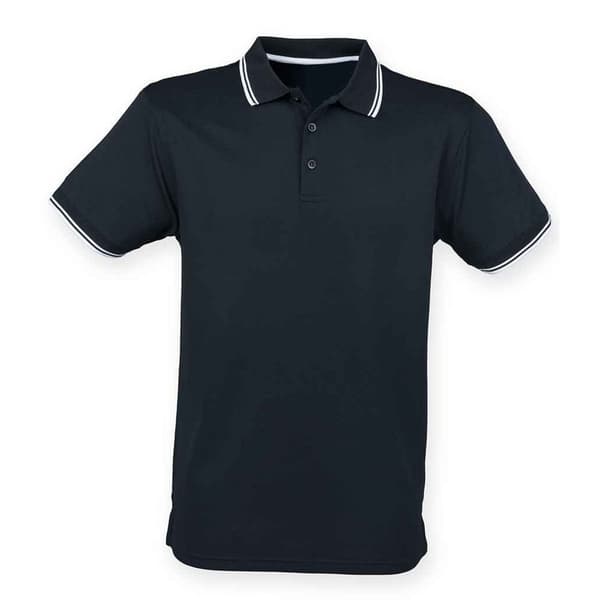 Henbury Mens CoolPlus Tipped Polo Shirt