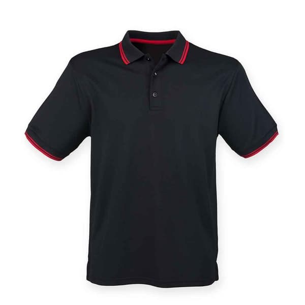 Henbury Mens CoolPlus Tipped Polo Shirt
