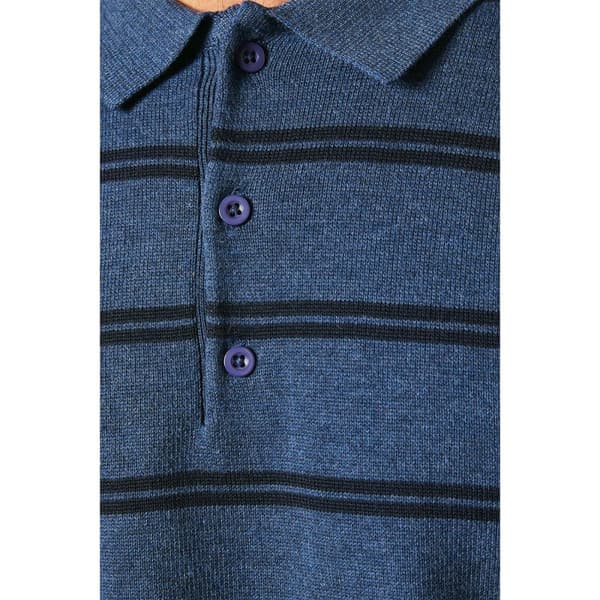 Maine Mens Stripe Knitted Long-Sleeved Polo Shirt