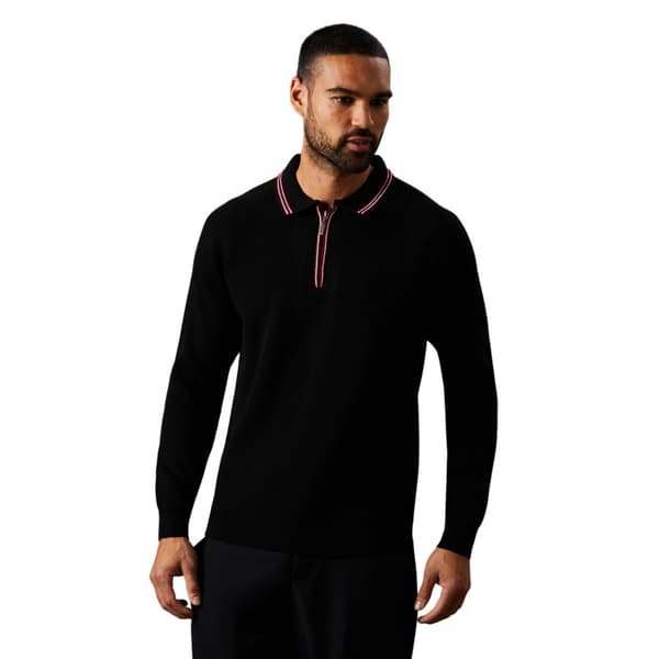 Burton Mens Fine Gauge Knitted Long-Sleeved Polo Shirt