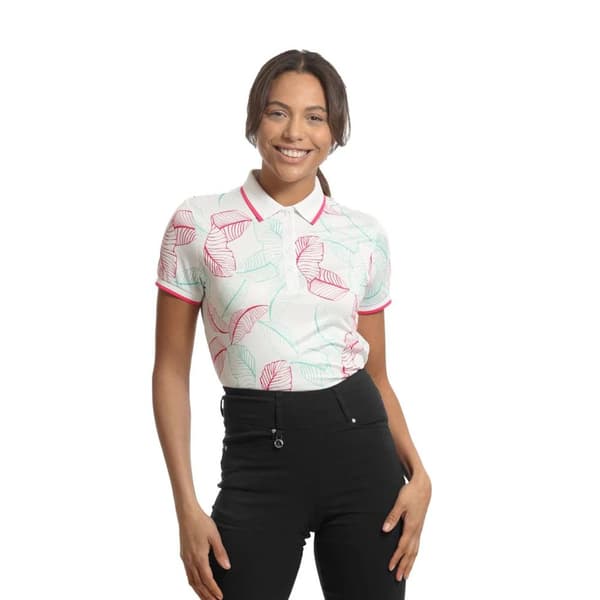 Island Green Womens/Ladies Leaf Print Polo Shirt