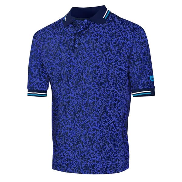Island Green Mens Wild Flowers Golf Polo Shirt Royal Blue/Navy XL
