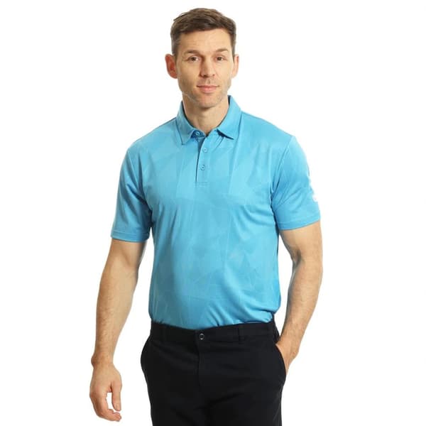 Island Green Mens Jacquard UV Protection Golf Polo Shirt
