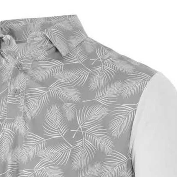 Island Green Mens Golf Tropical Leaves Polo Shirt