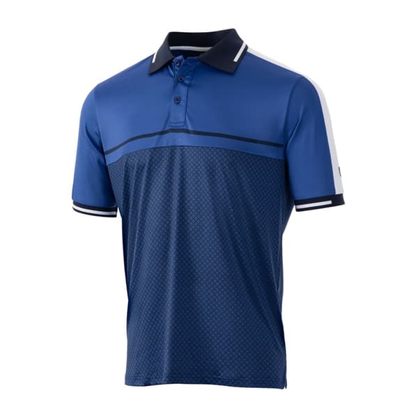 Island Green Mens Geometric UV Protection Golf Polo Shirt Navy/Royal Blue M