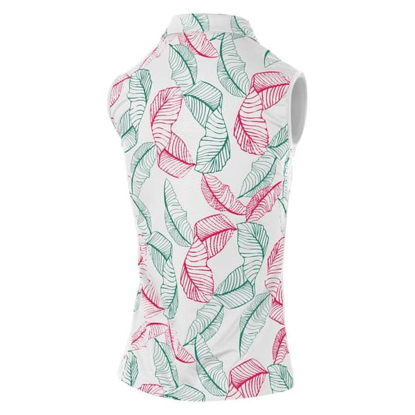 Island Green Womens/Ladies Leaf Print Sleeveless Polo Shirt