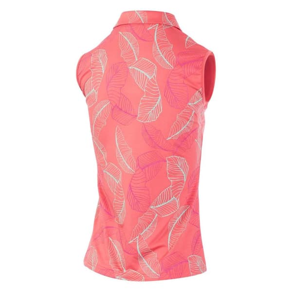 Island Green Womens/Ladies Leaf Print Sleeveless Polo Shirt