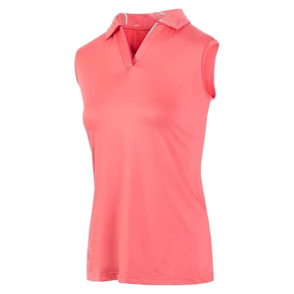 Island Green Womens/Ladies Leaf Print Sleeveless Polo Shirt