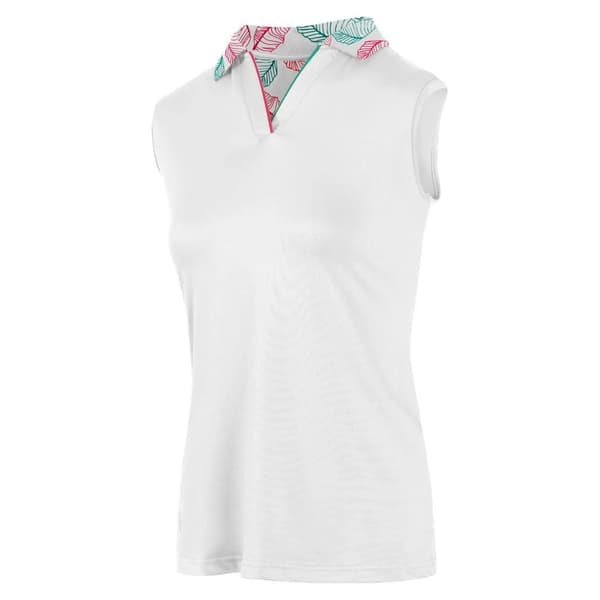 Island Green Womens/Ladies Leaf Print Sleeveless Polo Shirt