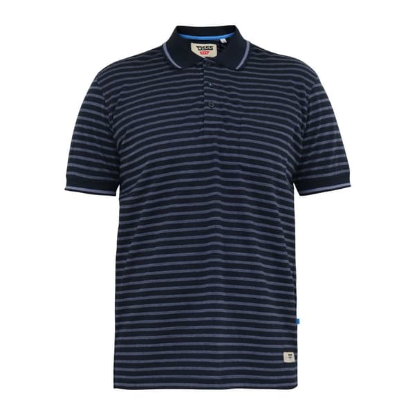 Duke Mens D555 Rosemary Stripe Jersey Woven Kingsize Polo Shirt Navy/Teal 5XL
