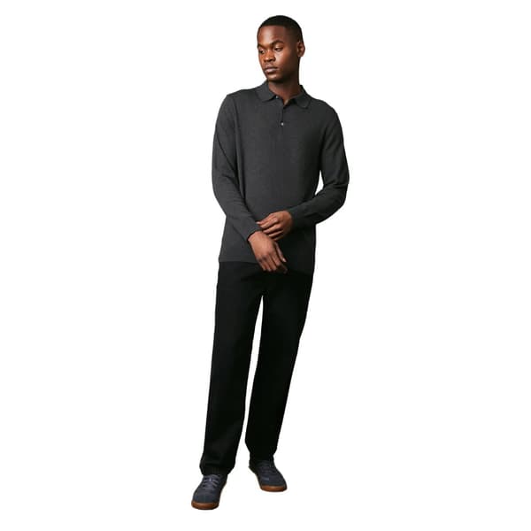 Maine Mens Premium Cotton Knitted Long-Sleeved Polo Shirt