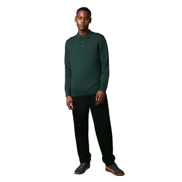 Maine Mens Premium Cotton Knitted Long-Sleeved Polo Shirt