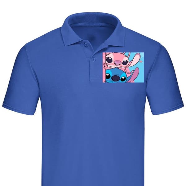 Klassinen Pikeepaita | Pikeepaita Aikuisille Stitch & Angel Sininen X-Large