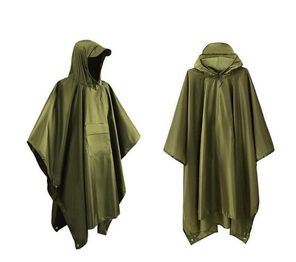 INF Multifunktionell regnponcho med huva Grön