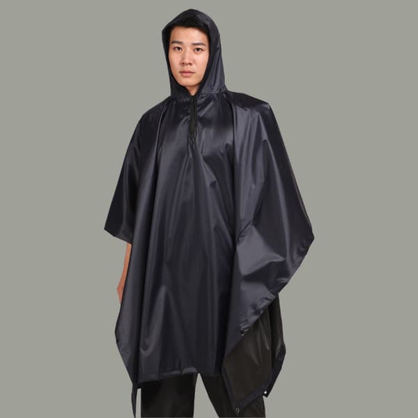 INF Multifunktionell regnponcho med huva Svart