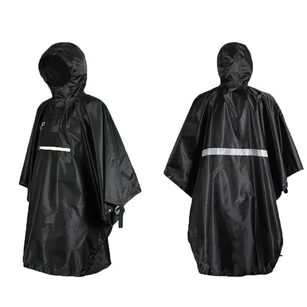 Multifunksjonell regnponcho med hette / campingpresenning / ly for fotturer og camping