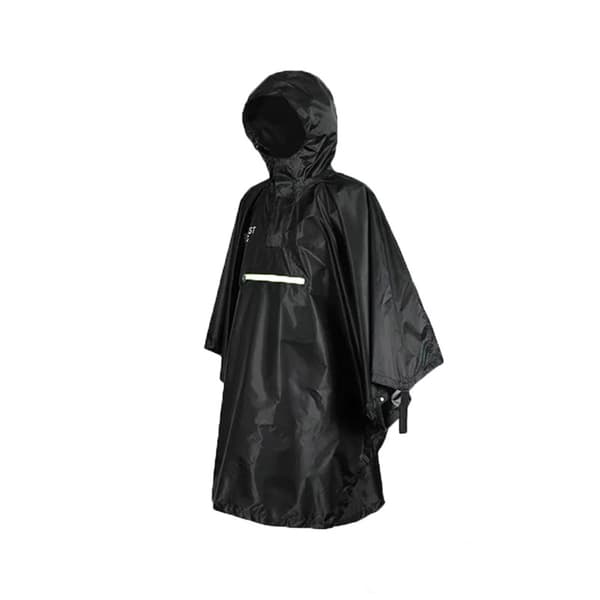 Multifunktionell regnponcho med huva / campingpresenning / skydd för vandringscamping Svart