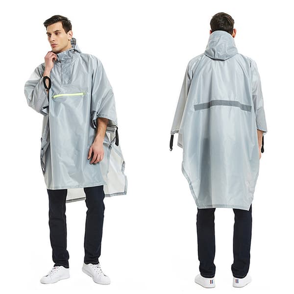 Multifunksjonell regnponcho med hette / campingpresenning / ly for fotturer og camping