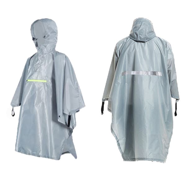 Multifunksjonell regnponcho med hette / campingpresenning / ly for fotturer og camping