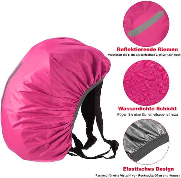 INF Reflekterende regnslag til rygsække - Bright Pink