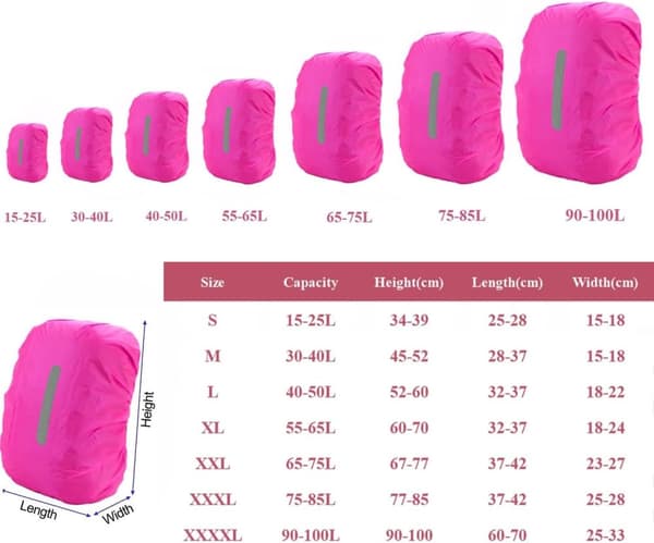 INF Reflekterende regnslag til rygsække - Bright Pink