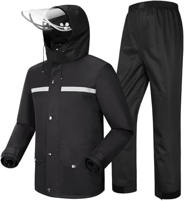 INF Delt regnfrakksett, svart dobbeltlags Oxford-klut – Basic Model M XXL