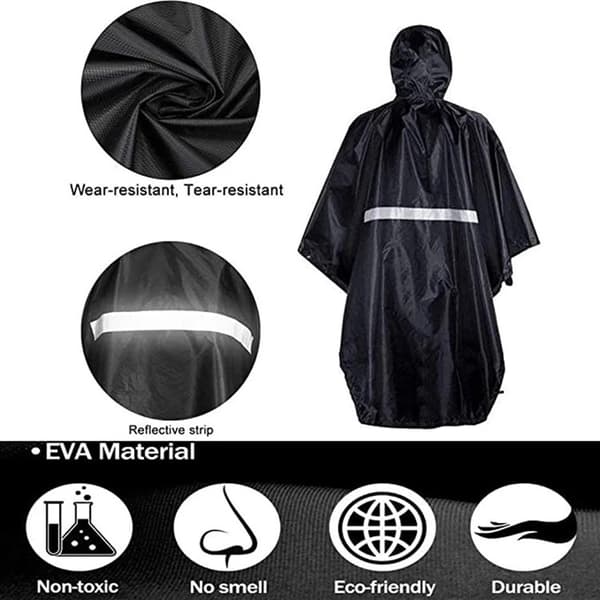 INF Vattentät regnponcho - Svart polyester PU