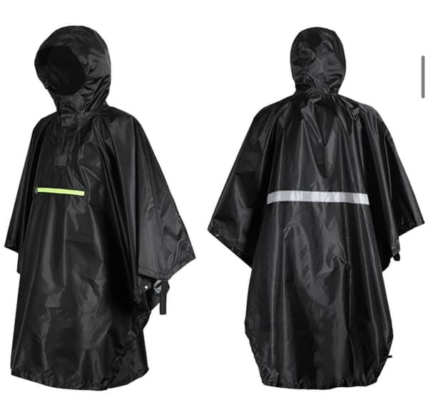 INF Vattentät regnponcho - Svart polyester PU