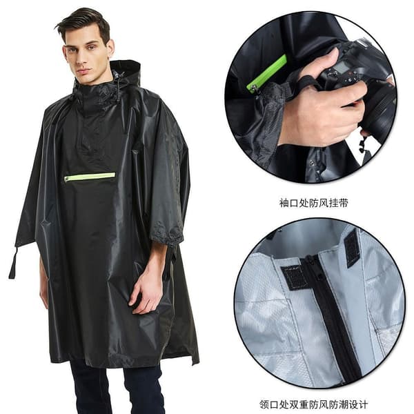 INF Vattentät regnponcho - Svart polyester PU