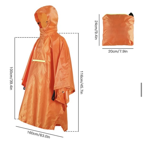 INF Vattentät regnponcho - Svart polyester PU