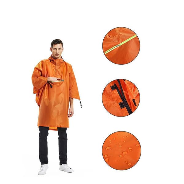 INF Vattentät regnponcho - Svart polyester PU