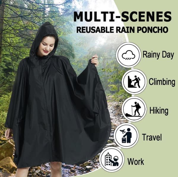 INF Y-066 regnponcho med glidelås - svart PU (med visir)
