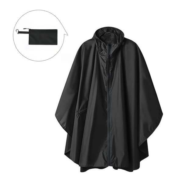 INF Y-066 regnponcho med glidelås - svart PU (med visir)