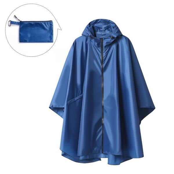 INF Y-066 regnponcho med glidelås - svart PU (med visir) Blå
